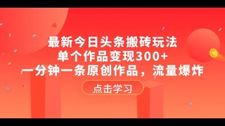 副业项目：最新今日头条搬砖玩法赚钱，单个作品变现300+，一分钟一条原创作品，流量爆炸 | 南风项目网