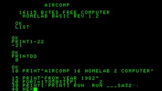 Jozsef and Endre Lukacs Homelab 2 / Aircomp 16 {BASIC test} (1982)