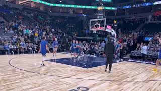 STEPH CURRY's 7 STRAIGHT UP SHOTS FROM HALF COURT TO FREE THROW LINE -PREGAME WARMUP