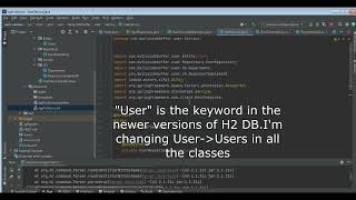 Syntax error in SQL statement "create table [*]user ; expected "identifier"; SQL statement