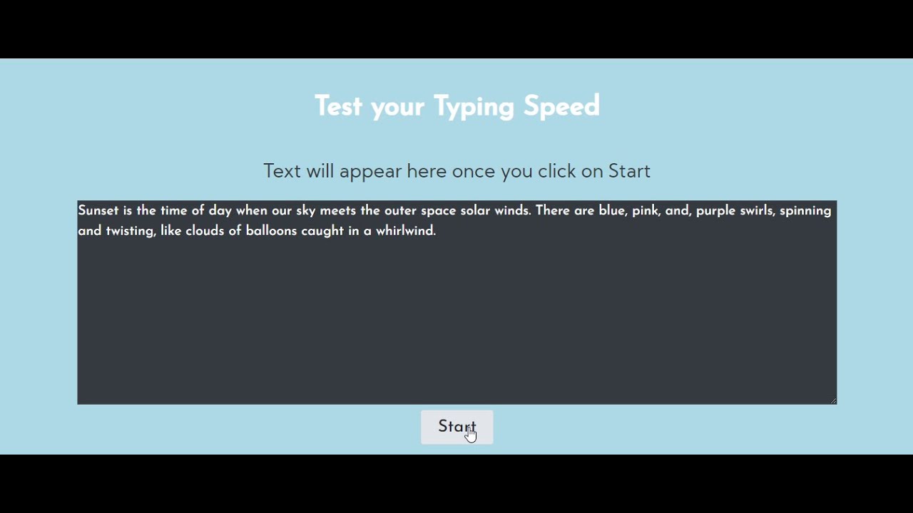 Speed Typing Test App Using Javascript Youtube