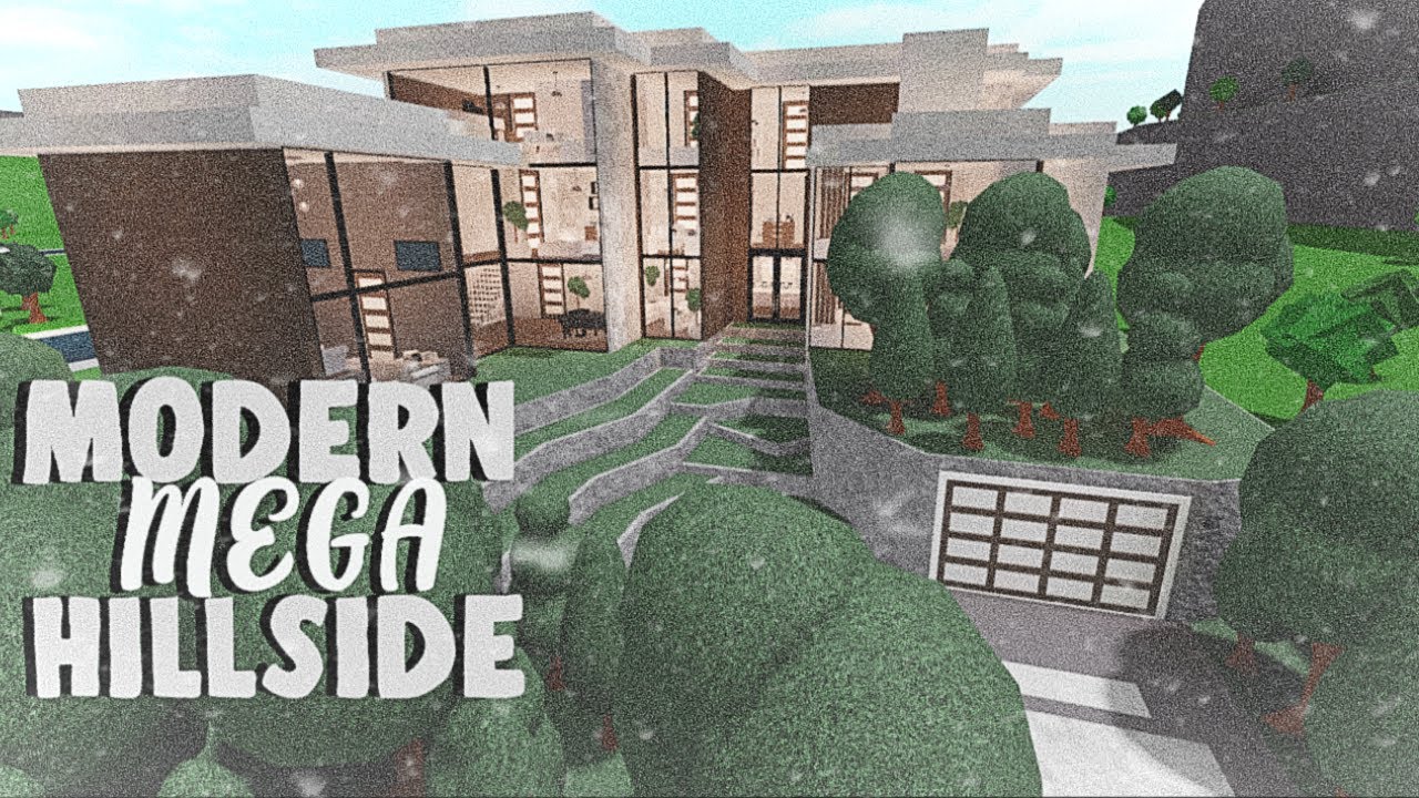 MEGA HILLSIDE MANSION||NO LARGE PLOT||BLOXBURG SPEEDBUILD - YouTube