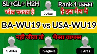 BA-WU19 vs USA-WU19 Dream 11 Prediction | BA-WU19 vs USA-WU19 Dream 11 BA-WU19 vs USA-WU19 Dream11