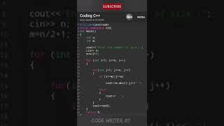 Best C++ pattern program tutorial video || 💯🧠 #shorts #coding #youtubeshorts #codewriter07