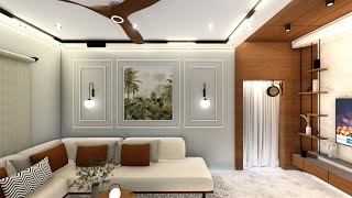 Modern Living Room interior & Modular Kitchen 3D Walkthrough