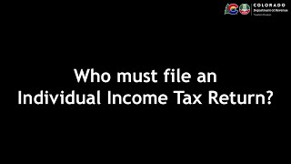 Who must file an Individual Income Tax Return?