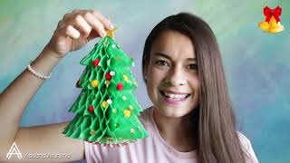 🎄 DIY Árbol de navidad con papel  🎄 Manualidad fácil árbol de navidad  🎄 Tecnica nido de abeja