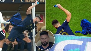 Olivier Giroud throw bottle after being subbed 41 minutes into France World Cup final vs Argentina