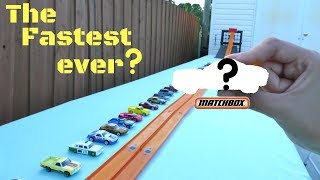 The fastest car ever?  from Matchbox ?/ Hot Wheels orange track tournament race