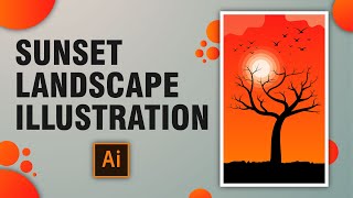 Sunset Landscape Vector Illustration Tutorial | Adobe Illustrator Tutorial