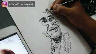 Portrait of Mahatma Gandhi with words | Artist Venugopal