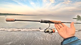 Mancing casting di pinggiran pantai manado, pasangan serasi iroly orochi