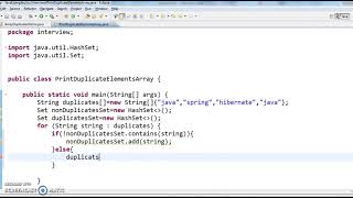 Write java program to find duplicate elements in array in java