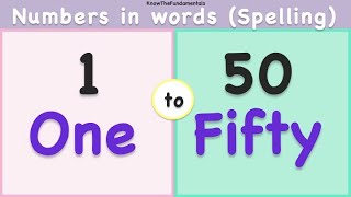 One to Fifty spelling in english | Numbers spelling 1-50 | Learn numbers 1 to 50 in words | Count 50