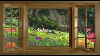 Studio Ghibli Arrietty Fake Projector Window with Bird Nature Sounds (Study \u0026 Sleep)