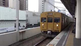 福山駅 115系食パン顔到着 接近メロディー「スキー」　2019.1.3