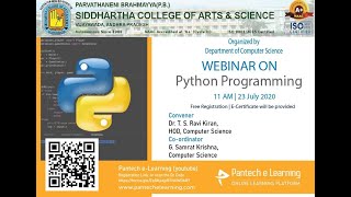 Webinar on Python Programming | PB Siddhartha Arts & Science College | Pantech eLearning