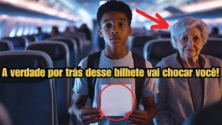 Garoto negro dá assento de primeira classe para senhora idosa..5 minutos depois um bilhete muda tudo