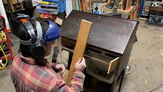 Antique Secretary Desk Low-Effort Restoration using recycled hardwood.