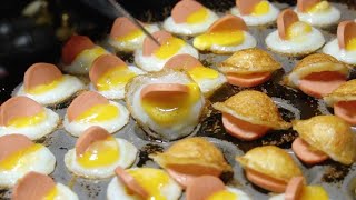 Cheese Fried Quail Eggs / 噗滋噗滋超療癒的起司熱狗煎鳥蛋 - Taiwanese Street Food