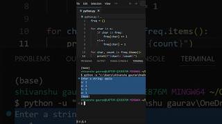 how to count frequency of each character in a string ( python for beginners )#python #string