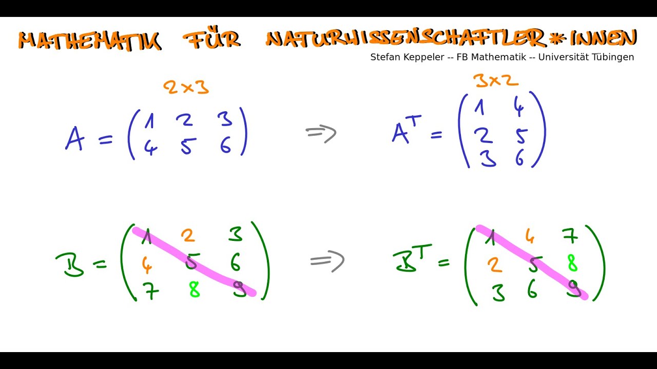 Matrizen 5 - Die Transponierte Einer Matrix - YouTube