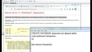 CREATE DATABASE statement not allowed within multi-statement transaction.