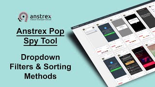 Anstrex Pop Ads Spy Tool Tutorial: Dropdown filter and sorting method application