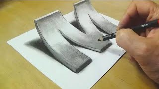 How to Draw 3D Letter M - Drawing with pencil - Awesome Trick Art.|Inspire Art|