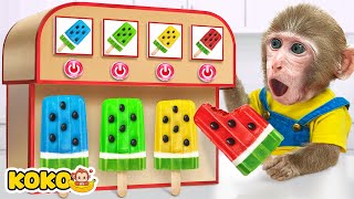 Monkey Koko Challenge Rainbow Watermelon Ice Cream Vending Machine | KUDO KOKO CHANNEL