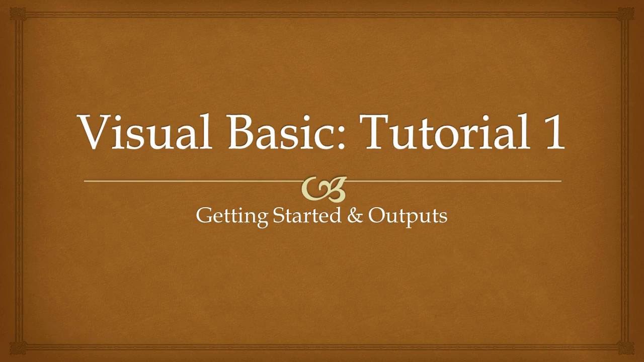 Visual Basic Tutorial 1 - YouTube