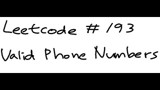 Leetcode 193. Valid Phone Numbers