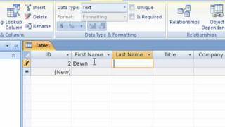 Create a Table in Access 2007