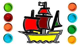How to draw A Ship|Drawing Coloring Ships|Easy Drawing and Coloring|