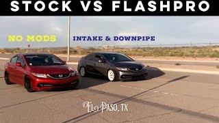 Flashpro Bolt-Ons vs Stock Drag/Roll Race 12-15 Civic Si