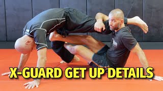 Basic X-Guard Sweep \u0026 Get Up Details Against Bigger Opponents (No Gi BJJ)