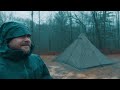 testing out the newest naturehike hot tent ranch fire tipi in heavy rain u0026 ice torture test