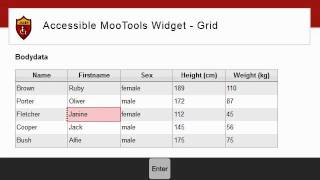 Accessible MooTools Grid