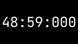 Countdown timer 48 minutes, 59 seconds [48:59:000] - White on black with milliseconds