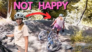 MY WIFE TRIES RIDING DOWNHILL MTB!!