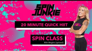 20 Minute Quick HIIT Spin Class! At Home Workout: All Levels!