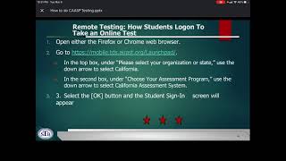 How to log in to do the practice CAASP test