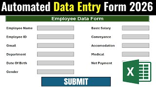 Automated Data Entry Form in Excel 2026 || Automated Data Entry Form in Excel || Data Entry Form