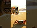 ai猫🐈砂浜で蟹🦀発見‼️​⁠ @amada 870 ​⁠ cat aimovie ai 猫 ねこ ねこ動画 sea 海