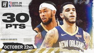 Lonzo Ball & Brandon Ingram Pelicans DEBUT Highlights vs Raptors (2019.10.22) -