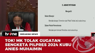 MK Tolak Permohonan Anies dan Muhaimin, 3 Hakim Dissenting Opinion | Breaking News tvOne