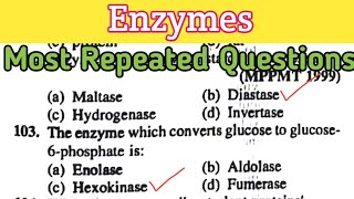 enzyme mcq || enzyme biochemistry mcqs || enzymology || Biology most Repeated Questions (9)