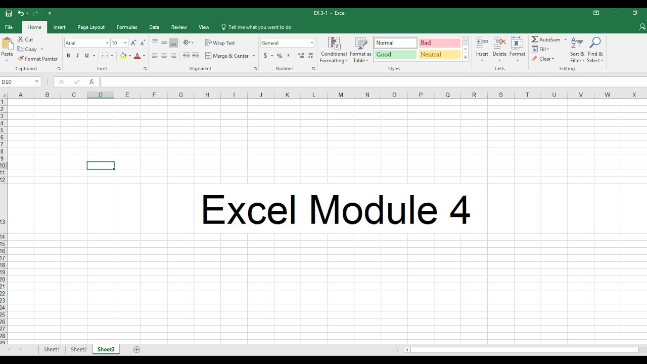 Excel Module 4 Video Youtube