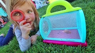 Mystery Bug Catching in the Backyard!! FAMILY POOL PARTY with new toys!