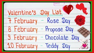 Valentine Week | 7 Feb to 14 Feb all day list | kal konsa day hai 2024 lValentine's Day week 2024 l
